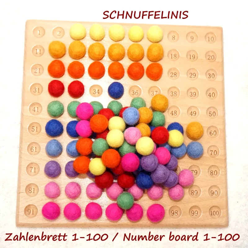 number boards 100, felt balls math montessori toy