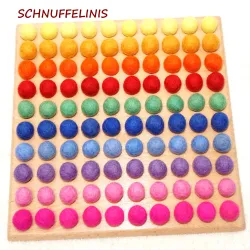 Legebrett Zahlen bis 100, Zahlen mit Farben lernen, Filzbällen 2cm