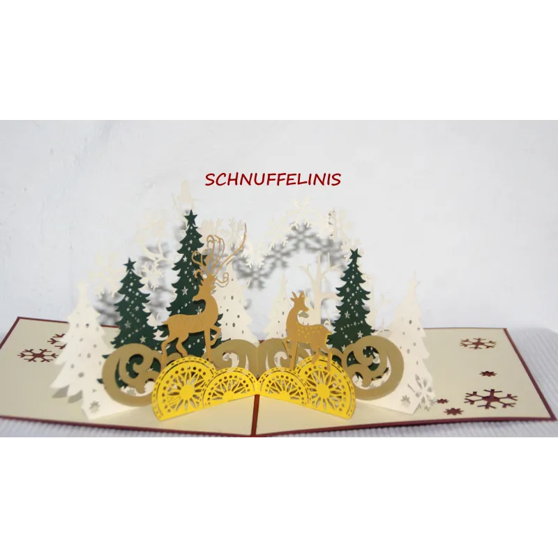 Frohe Weihnachten, Weihnachtsgrüsse, Popup Karte, Waldtiere