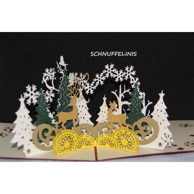 Weihnachtskarte Waldtiere  - Popup Karte 3D