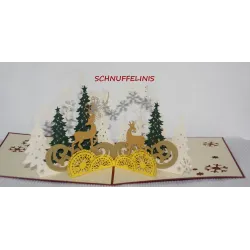 Christmas Card, popup 3D, Merry Christmas, Rudolf