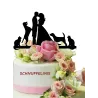 Cake topper Couple with pets