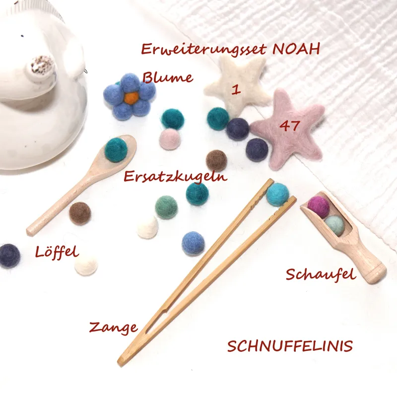 Filzkugeln, Erweiterungsset Montessori, Zahlen üben, Filz pompoms