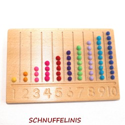 Number boards 1-10 with felt balls