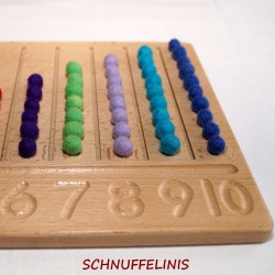 Number boards 1-10 with felt balls