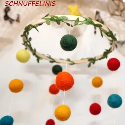 DIY Mobile felt balls, Baby Mobile with bamboos, mobile hoop
