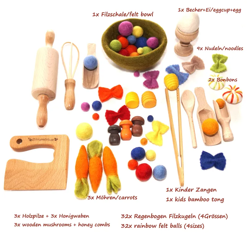 kitchen set for kids, montessori felt toy, felt + woodesn dishes kitchen set for kids, montessori felt toy, felt + woodesn dishes