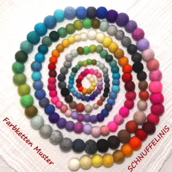 Felt balls colour sample chains colour gradients