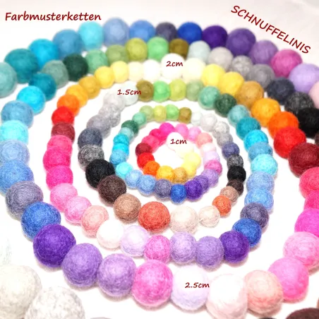 Filzkugeln Filz Farbkarten, Filzkugeln Musterfarben SCHNUFFELINIS