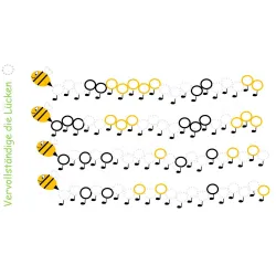 Rechenketten Biene Vorlagen, zählen üben Kindergarten, Wir lernen zählen