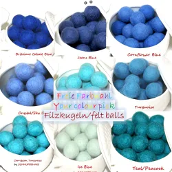 felt balls 3 sizes mix blue