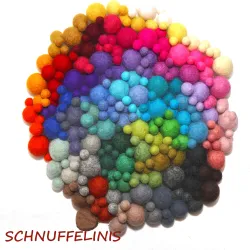 Filzkugeln 4 Größen Mix für Baby Mobile im bunten Regenbogen Farbmix