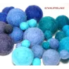 Filzkugeln Ozean, Kugeln Größen Set, blaue Filzwolle, Mobile Blau Mix