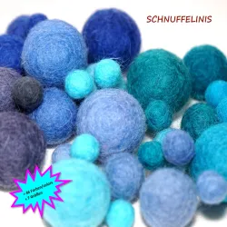 blauer Filzkugeln, verschiedene Größen Set, Filzwolle Mobiles Farbmix