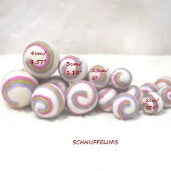 Felt balls pastel felted spiral pattern, cat toy felt balls