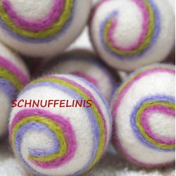 Filzkugeln 4 Größen gestreift pastell
