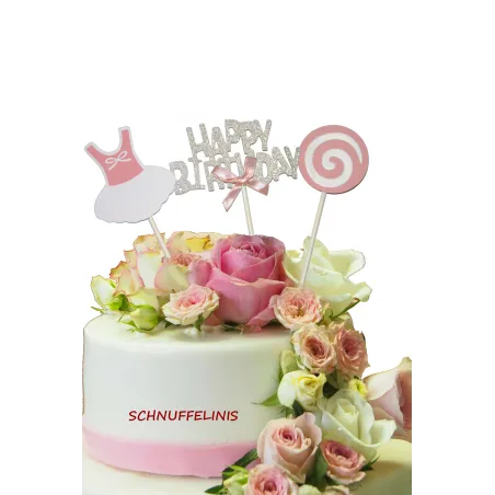 topper happy birthday cake decoration, muffin topper girl