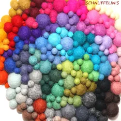 felt balls, pom poms, colorful, 100%wool, Schnuffelinis