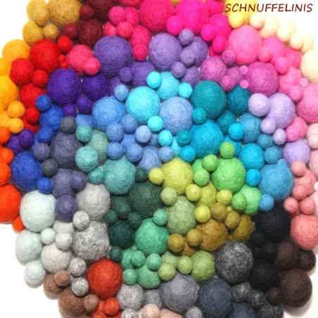 felt balls, pom poms, colorful, 100%wool, Schnuffelinis
