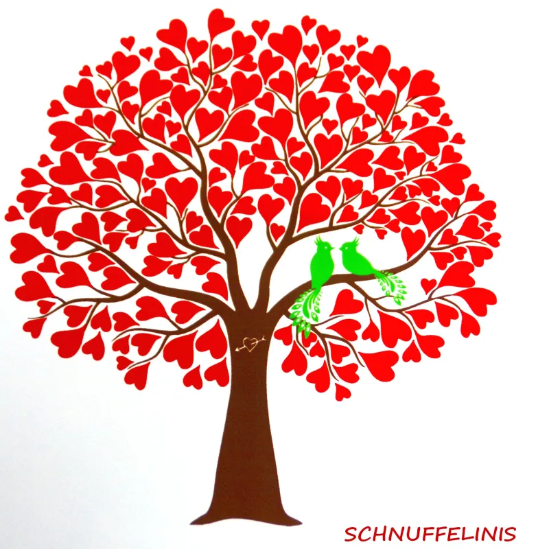 Hochzeitsprint Herzbaum, Gästebuch für Brautpaar, Liebesherzen, Verein Hochzeitsprint Herzbaum, Gästebuch für Brautpaar, Liebesherzen, Verein