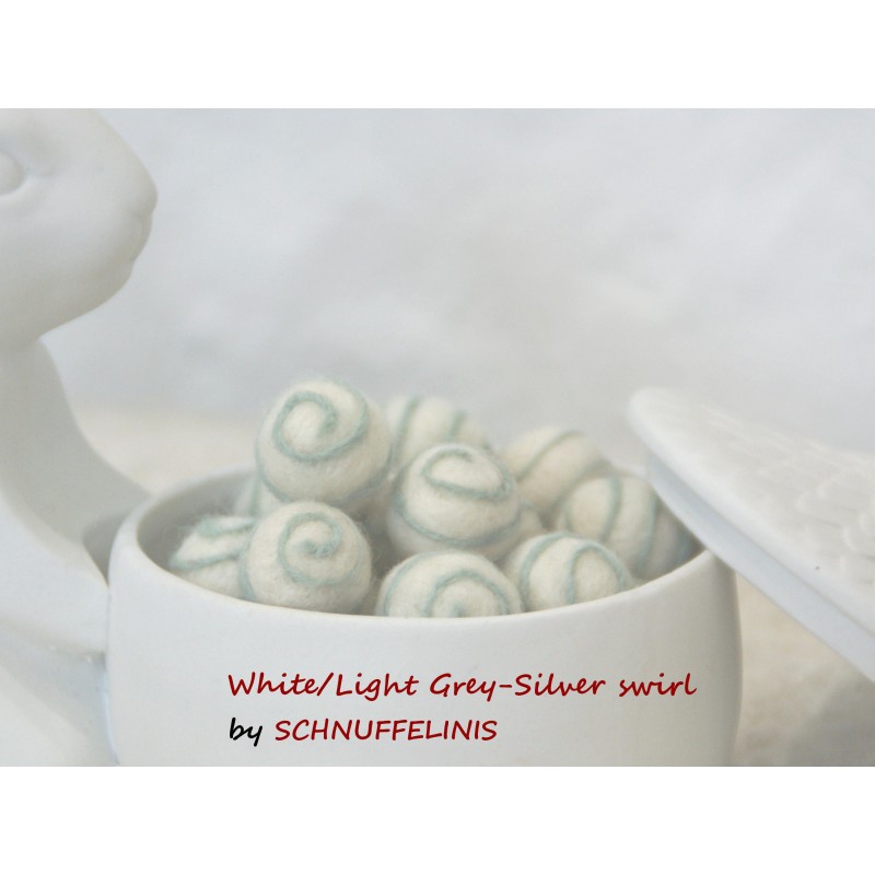 Filzkugeln 5er Sets mit Spiralmuster