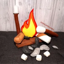 Montessori Lagerfeiur Set, Rollenspiel Marshmellows grillen, Filzfeuer