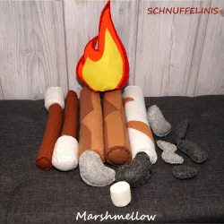Montessori Lagerfeiur Set, Rollenspiel Marshmellows grillen, Filzfeuer