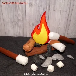 Montessori Lagerfeiur Set, Rollenspiel Marshmellows grillen, Filzfeuer