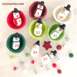 Snowman felted felt wool ornaments, Snowman mantel garland decor