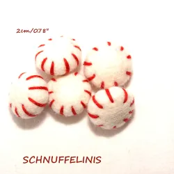 Filz Bonbons rot/weiß 5er Sets