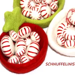 Weihnachtsdeko Filzbonbons, gefilzte Bonbons, Pfefferminz Filzwolle