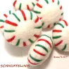 Bonbons en laine feutrée, Bonbons en feutrine menthe, boules de Noël