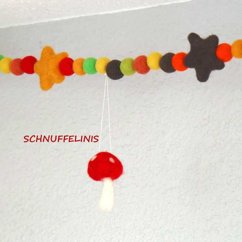 Felt balls Autumn garland, mantle autumn garland, DIY set felted