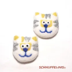 Têtes chat visage en feutre, mobile bébé, cadeau jardinier chat feutré
