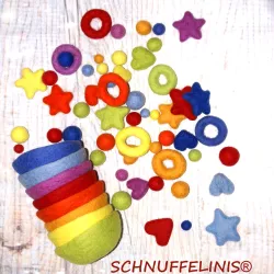 Rainbow colour sorting set, rainbow, felt balls mobile, Montessori