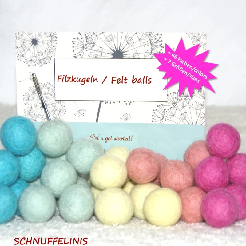 felt balls, soft colors, felt mobile baby, pastel soft mix