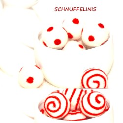 Filzkugeln weiss rot Mix