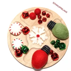 Montessori Piatto in legno con pinzette, 1 set con piatto e pinzetta