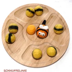 Montessori Assiette et pincettes en bois, set avec assiette et pincette