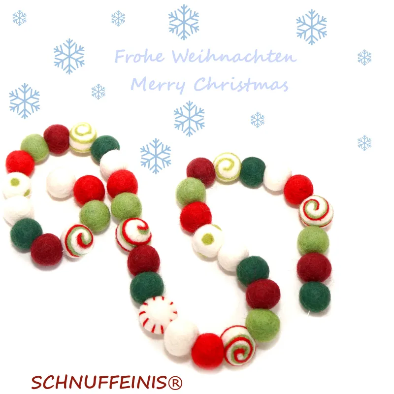 Christbaumschmuck Kinder, Weihnachtskette verschenken, Filzgirlande