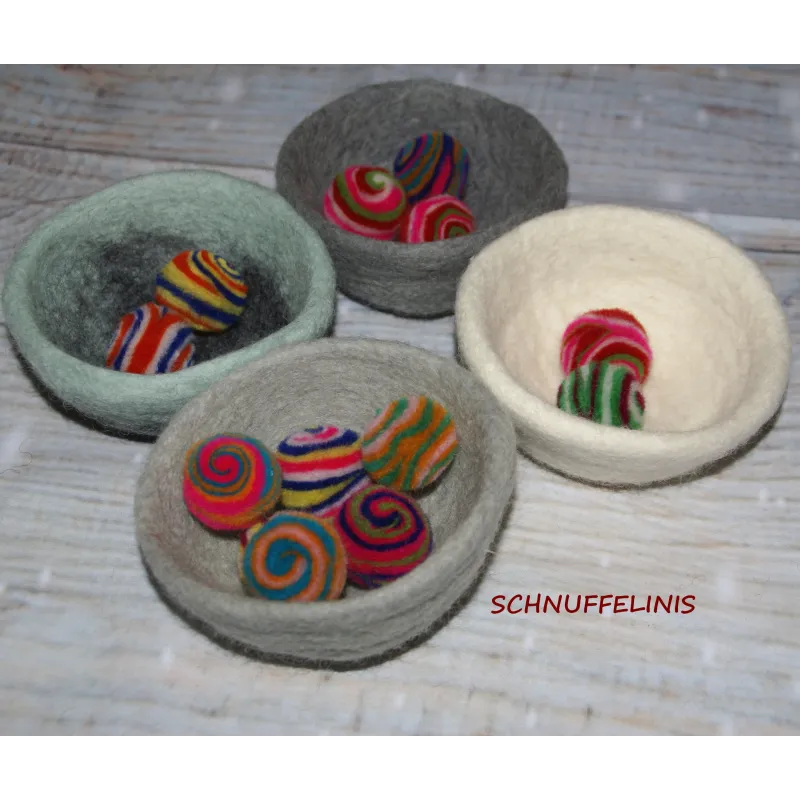 felt bowls, set of 4pc. ,grey felt deco, jewerly