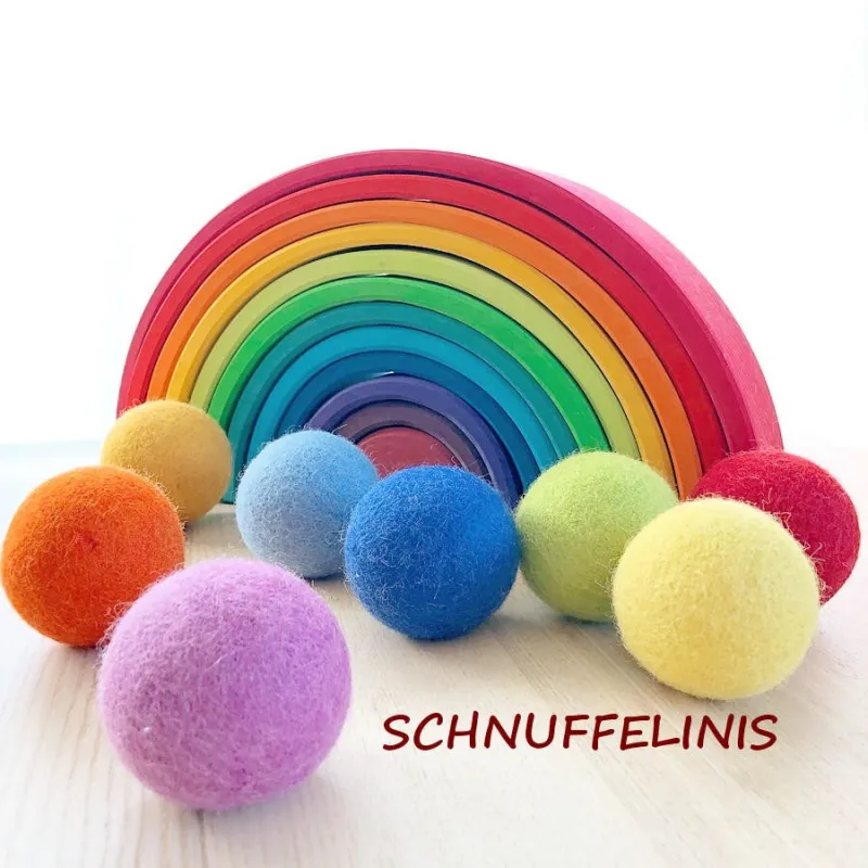 Palline di feltro, arcobaleno, bambino mobile, palline di feltro