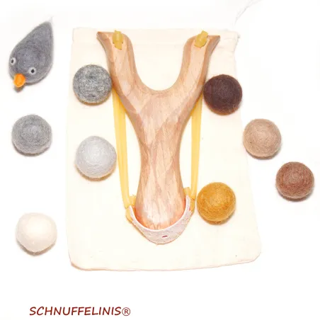 Schleuder Filzkugeln Set, Holzschleuder Filzkugeln, Filzbälle Geschenk
