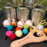 Set di selezione Montessori, palline di feltro arcobaleno frombola