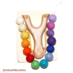 Schleuder Filzkugeln Set, Holzschleuder Filzkugeln, Filzbälle Geschenk