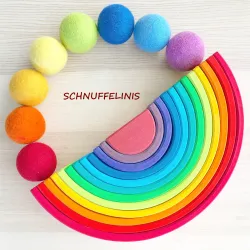 Rainbow felt balls, felt balls Montessori, Rainbow mobile