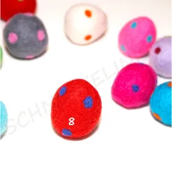 Felt Eggs with dots - 08 red