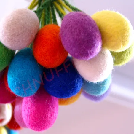 felt balls eggs, bright color egg, felted easter eggs, felt balls