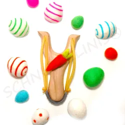 Easter eggs wooden slingshot