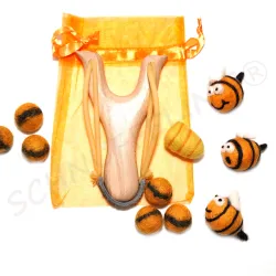 Schleuder Filz Bienen Set, Holzschleuder Filzkugeln Geschenk